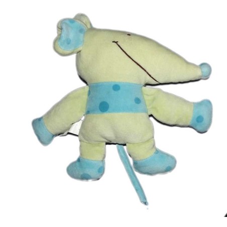 Doudou Souris vert bleu Comptoir Français de la Mode TCF 20 cm (15539)