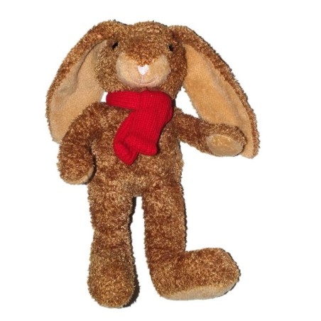 Doudou Lapin marron TCF Tout Compte Fait Echarpe rose nez rose 27 cm (15528)