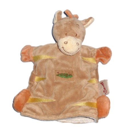 Doudou marionnette Zèbre cheval Poney beige orange - BENGY Amtoys (11940)