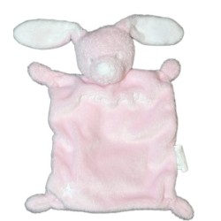 Doudou plat LAPIN blanc rose GRAIN DE BLE Zannier (13309)