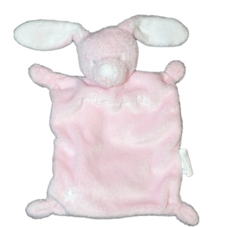 Doudou plat LAPIN blanc rose GRAIN DE BLE Zannier (13309)