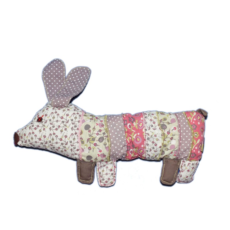 VERTBAUDET - Doudou chien en tissu - Fleurs - L 28 cm (12220)