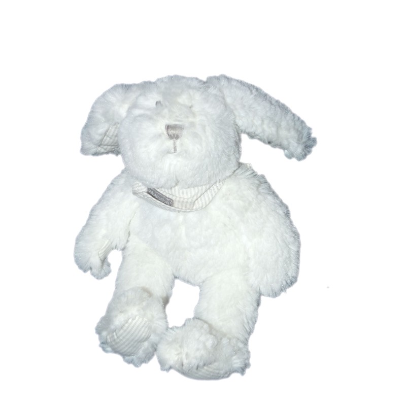 Peluche Doudou Lapin Blanc Absorba Longs poils Foulard H 20 cm Ultra doux (12836)