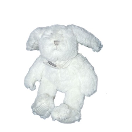 Peluche Doudou Lapin Blanc Absorba Longs poils Foulard H 20 cm Ultra doux (12836)