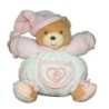 KALOO - Doudou OURS boule blanc Bonnet rose Coeur - Grelot - 17 cm (12092)