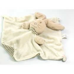 Doudou plat lapin beige dessous rayures marrons NATURE ET DECOUVERTES (18941)