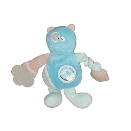 Doudou Monstre Ours bleu Miroir Etoile anneau dentition U Tout petit 20 cm (22492)