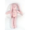 Doudou lapin rose rayures Milleraies 31 cm PETIT BATEAU (23136)