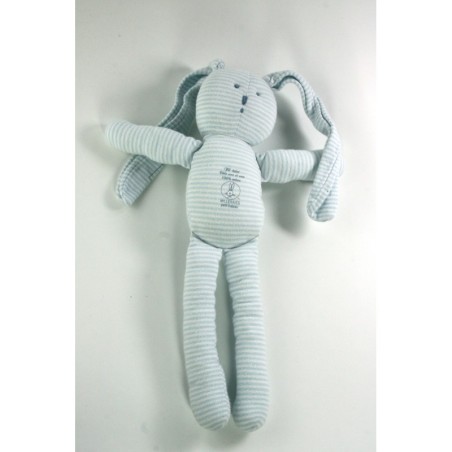 Doudou lapin bleu rayures Milleraies 30 cm PETIT BATEAU (23138)