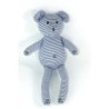 Doudou Ours blanc bleu marine rayures Croix ventre 30 cm PETIT BATEAU (23133)