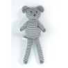Doudou Ours blanc bleu marine rayures 30 cm PETIT BATEAU (23132)