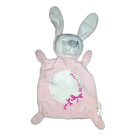 Doudou plat lapin rose Grain de Ble Libellules (21446)