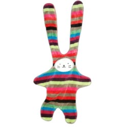 Doudou plat Lapin rayures multicolores rouge Catimini 28 cm (21760)