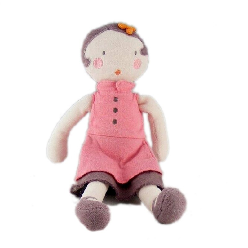 Doudou poupée rose mauve parme robe Marese 28 cm (22035)