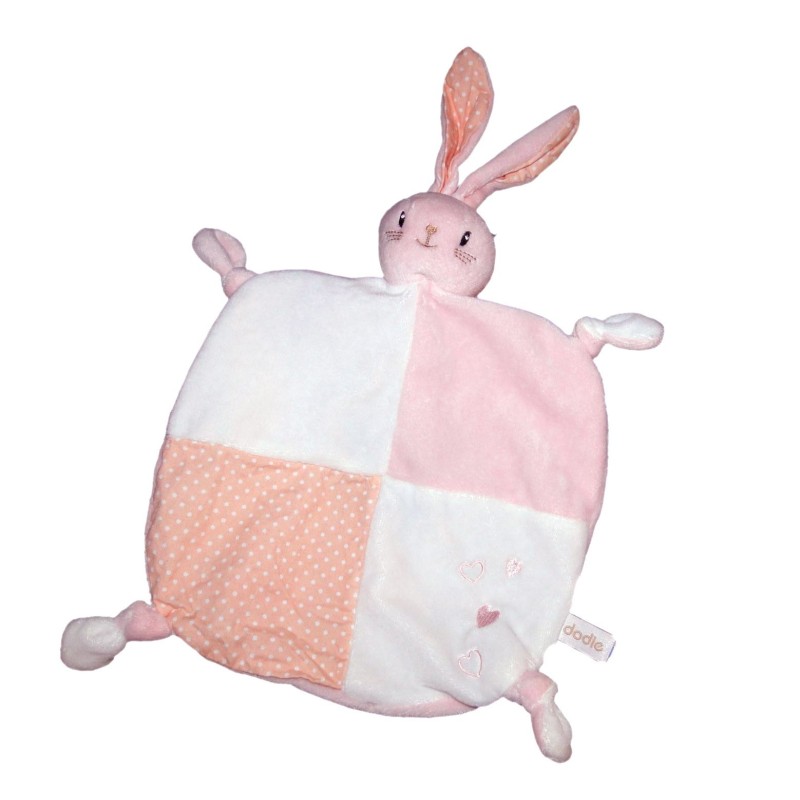 Mon doudou d amour plat lapin rose blanc coeur Dodie (21808)