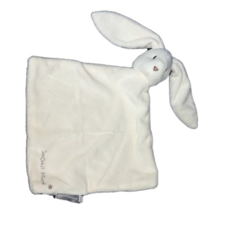 Doudou plat lapin blanc creme ecru Sergent Major NEUF ETIQUETTE (21798)