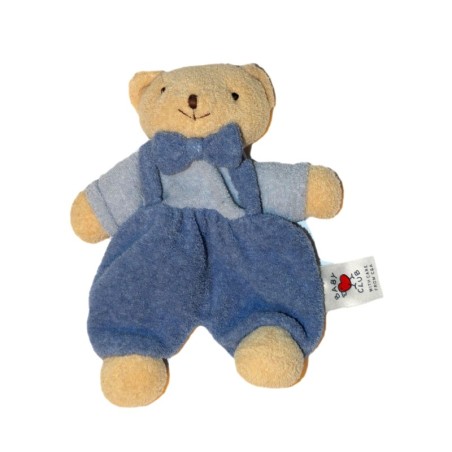 Doudou ours bleu beige noeud Baby Club 19 cm (27686)