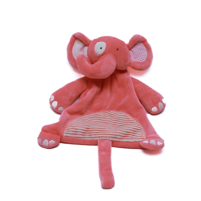 Doudou plat Mouchoir Osgood Pitter Patter Éléphant Rose Attache Tétine (28423)