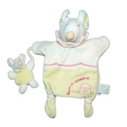 DOUDOU ET COMPAGNIE Marionnette Souris Barbotine et son bébé - Vert blanc (11904)