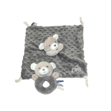 Doudou plat ours gris MGM Dodo d'Amour + Hochet offert (27204)