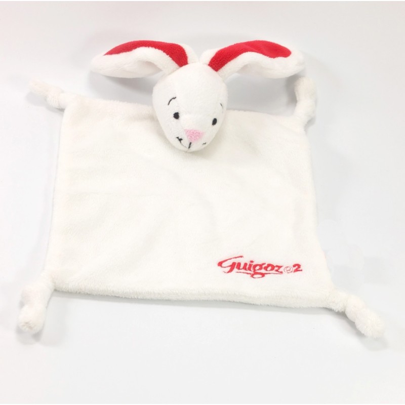 Doudou plat Lapin blanc rouge Guigoz 2 (18849)