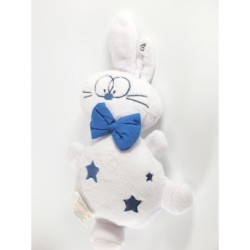 Doudou Lapin blanc bleu étoiles Grain de Blé 24 cm (17550)
