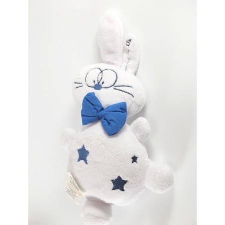 Doudou Lapin blanc bleu étoiles Grain de Blé 24 cm (17550)