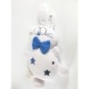 Doudou Lapin blanc bleu étoiles Grain de Blé 24 cm (17550)
