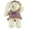 Doudou Lapin blanc robe rayures mauve violet Grain de Blé Zannier 18 cm (17559)