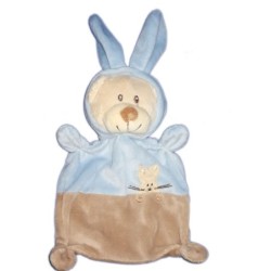 Doudou plat OURS Lapin bleu et beige Zannier Grain de Ble Lapin 579/6195 (20180)