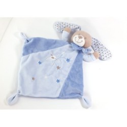 Auchan Doudou plat lapin bleu etoiles oiseau losange (20437)