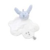 Doudou plat lapin bleu tissu blanc étoiles Mr Martin Absorba (19811)
