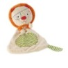Doudou plat Lion beige orange vert rayures OXYBUL Fnac Eveil et Jeux (20996)