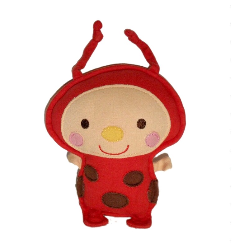 Doudou tissu coccinelle marron rouge Fnac Ebulobo 18 cm + antennes (21020)