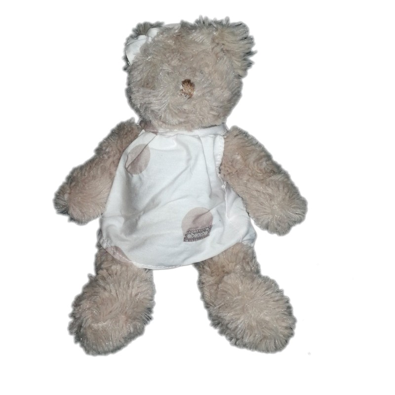 Peluche doudou ours oursonne gris robe Absorba 24 cm (21111)
