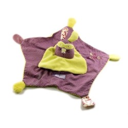 Doudou Lucien Sauthon Baby Déco Les Zigotos Lapin vert violet mauve (19145)