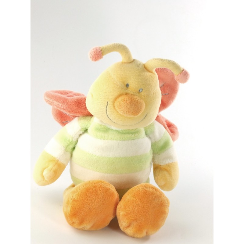 Doudou papilln orange vert blanc grelot Jollybaby 28 cm (19513)