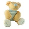 Doudou chien orange bleu rayures salopette Jollybaby assis 18 cm (19520)