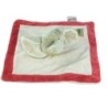 Doudou plat Carre elephant Bengy Jungle Beige Rouge Foulard Vert (19543)
