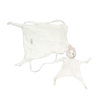 Doudou plat renard blanc Mon doudou Sergent Major sac tissu (19485)