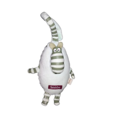 Doudou Le Zèbre blanc vert rayé rayures Sylvèstre DPAM (19380)