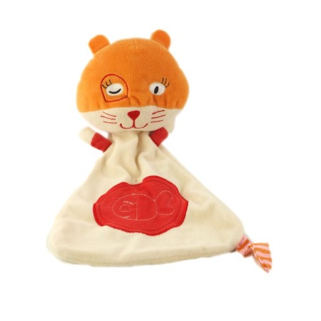 Doudou plat chat rouge orange - OXYBUL Fnac Eveil et Jeux (19458)