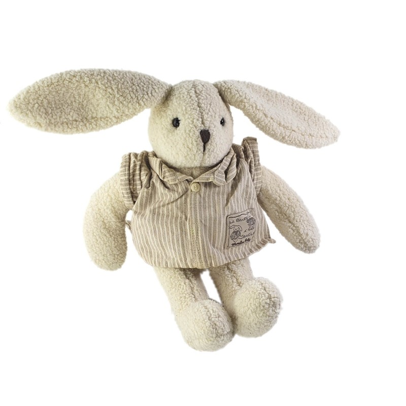 Doudou Peluche Lapin blanc beige La Bande à Basile Moulin Roty 32 cm (22883)