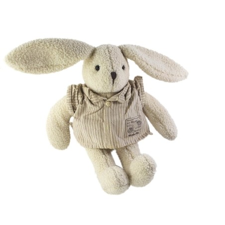 Doudou Peluche Lapin blanc beige La Bande à Basile Moulin Roty 32 cm (22883)