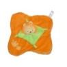 Doudou plat LION orange Vert - LOGITOYS - Baby Smile - Grelot (7431)