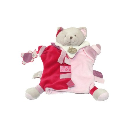 Doudou et Compagnie marionnette chat Mario Etiquette DC2349 rose Fushia (27134)
