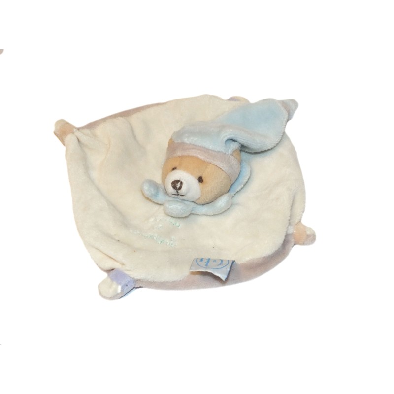 Doudou et Compagnie ours plat blanc gris bleu (27576)