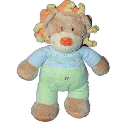doudou-lion-bleu-vert-beige-nicotoy-criniere-orange-kiabi-25-cm (15062)