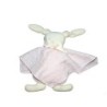 Doudou plat rond LAPIN rose - Tissu - Grelot - COROLLE 2003 (13026)