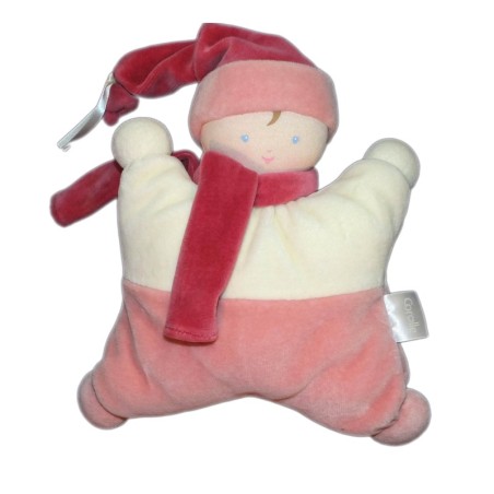 Doudou coussin semi-plat LUTIN rose - Grelot - COROLLE 2003 (11901)